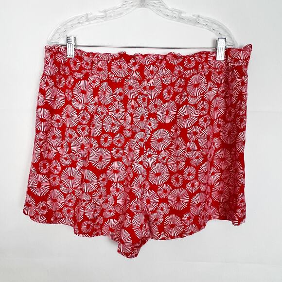 LOFT Linen Viscose High Rise Red Shorts Size Large Breathable - Picture 3 of 8